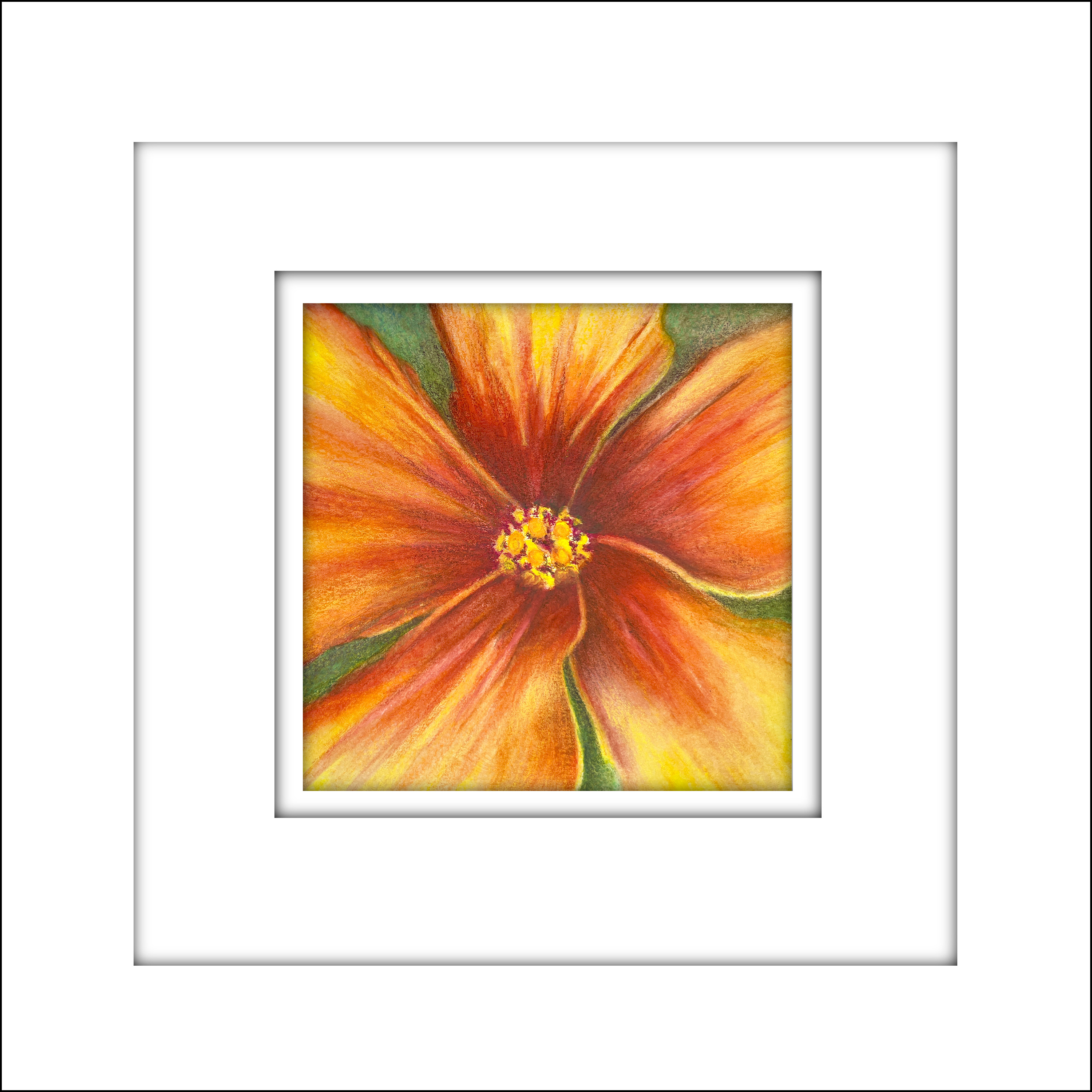 221203 orange hibiscus single centered framed owoojt