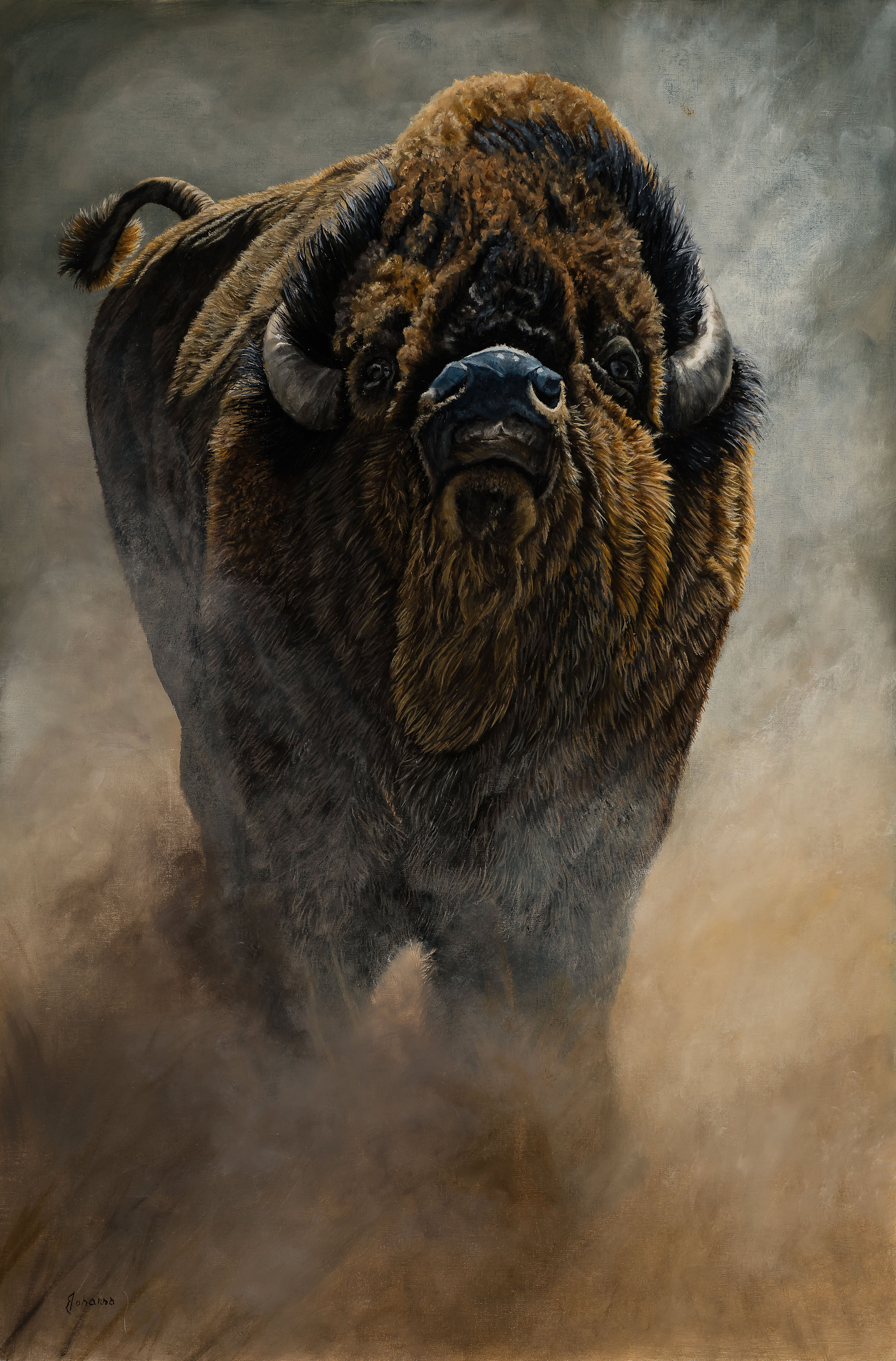 Johanna lerwick   formidable   bison in rut 36x24 w6y82g