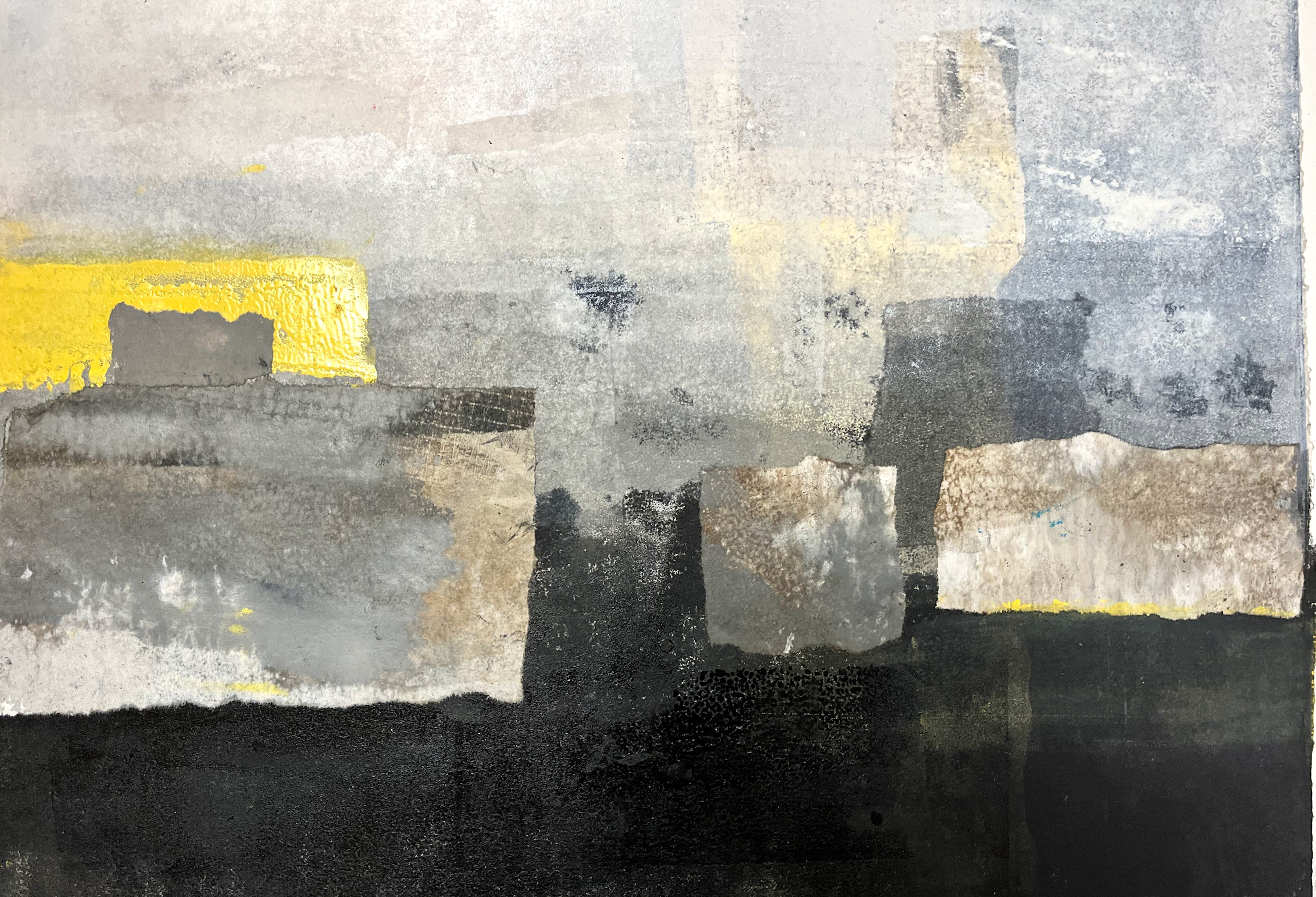 A yellow place in the corner monotype with collage 22x30 fdmgxz