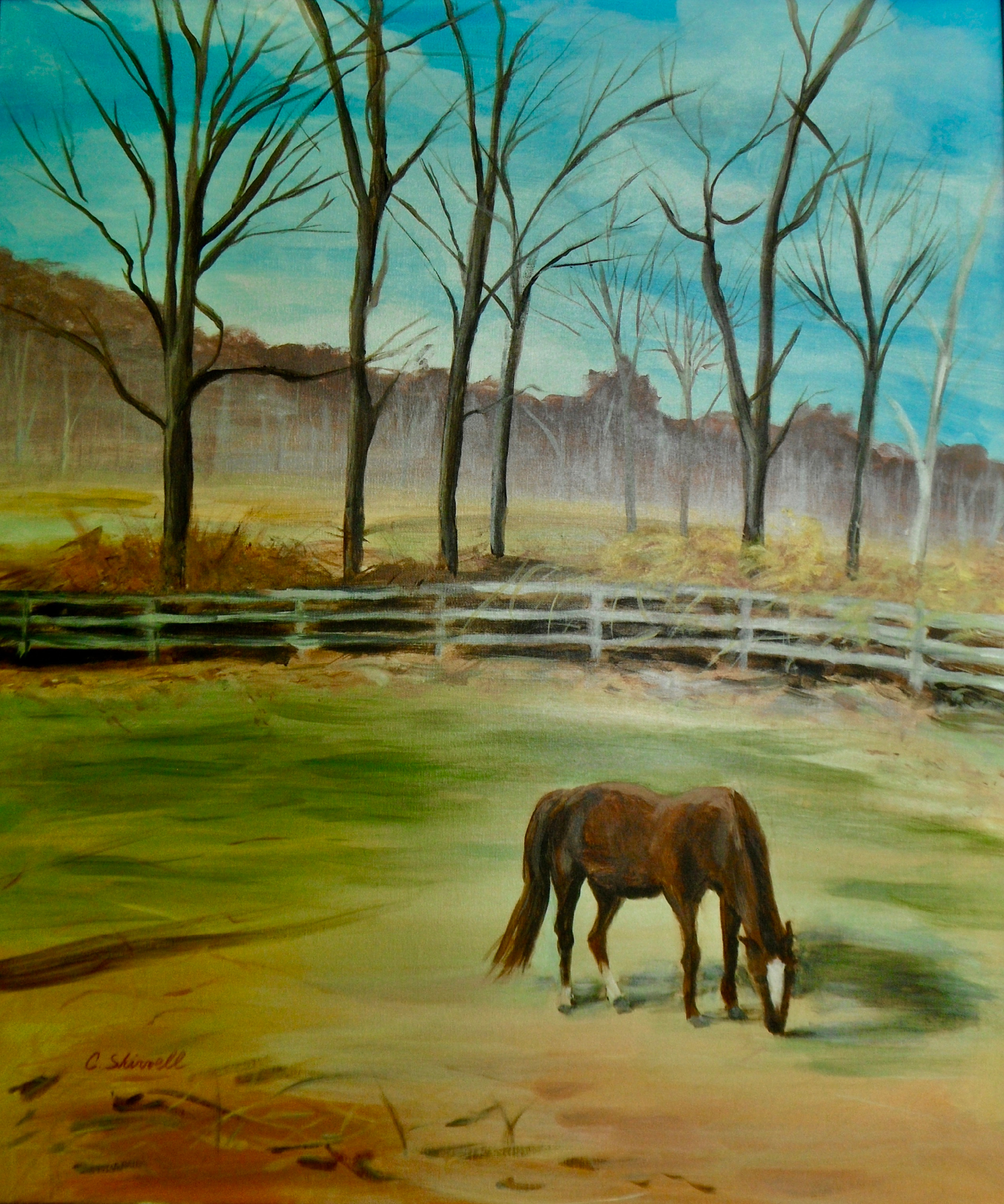 A horse in landscape clarice shirvell 20x24 acrylic ai3jiw
