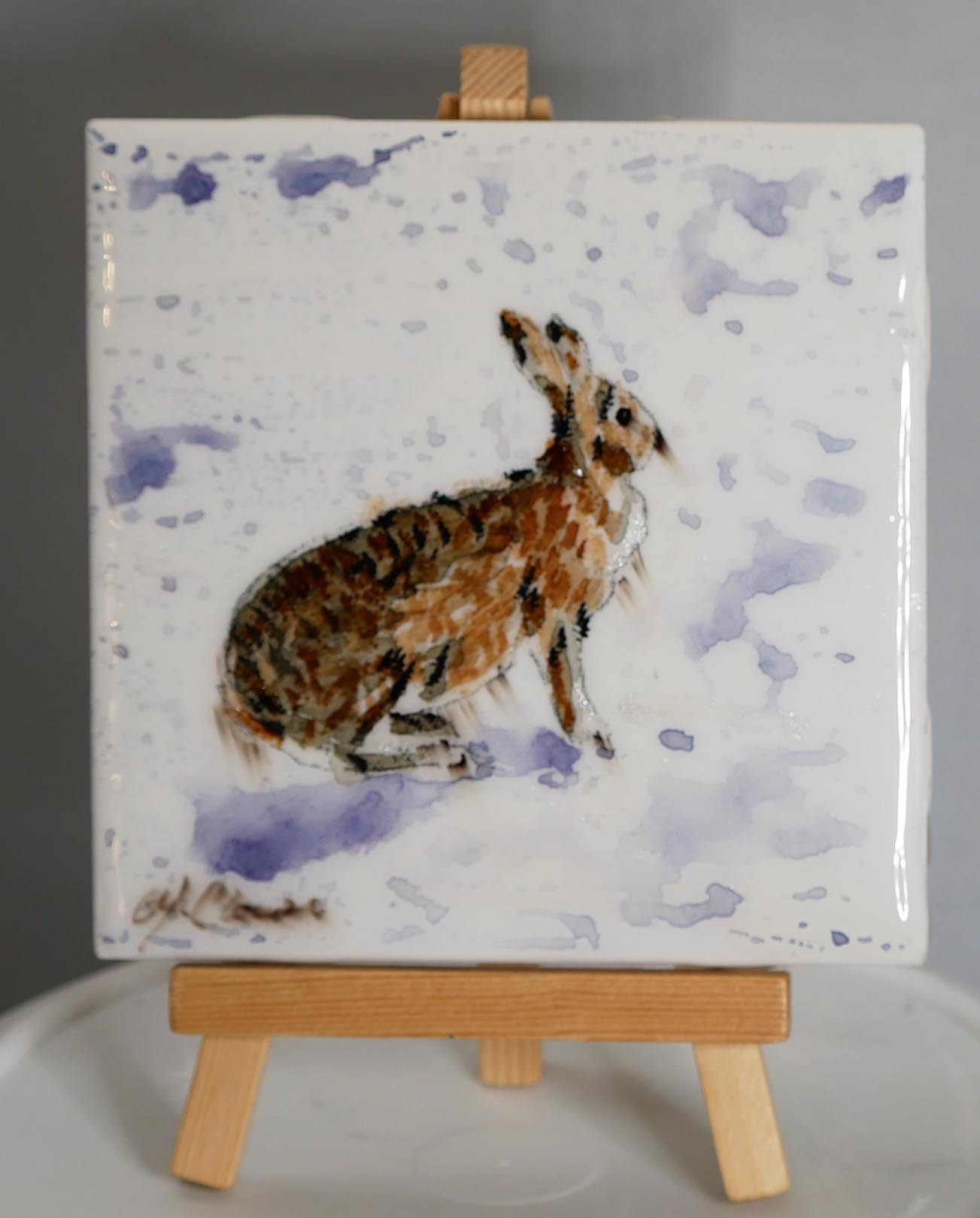 Winter rabbit totem tile xzfyoc