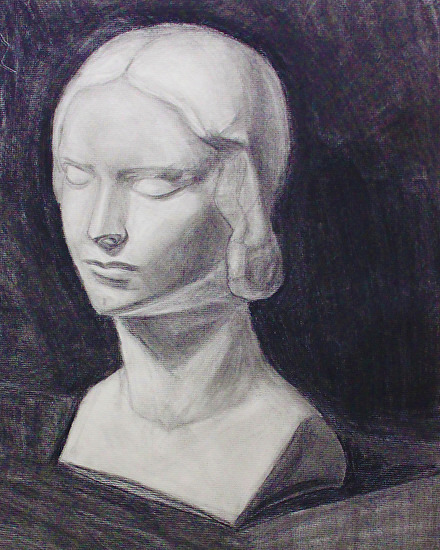 Head cast in charcoal 626 10 18x24 sold a55dbt