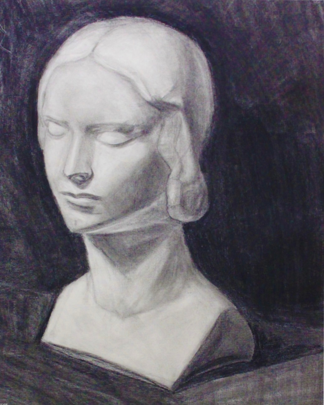 Cast drawing with eyes closed 18x24 sold b1e0hc