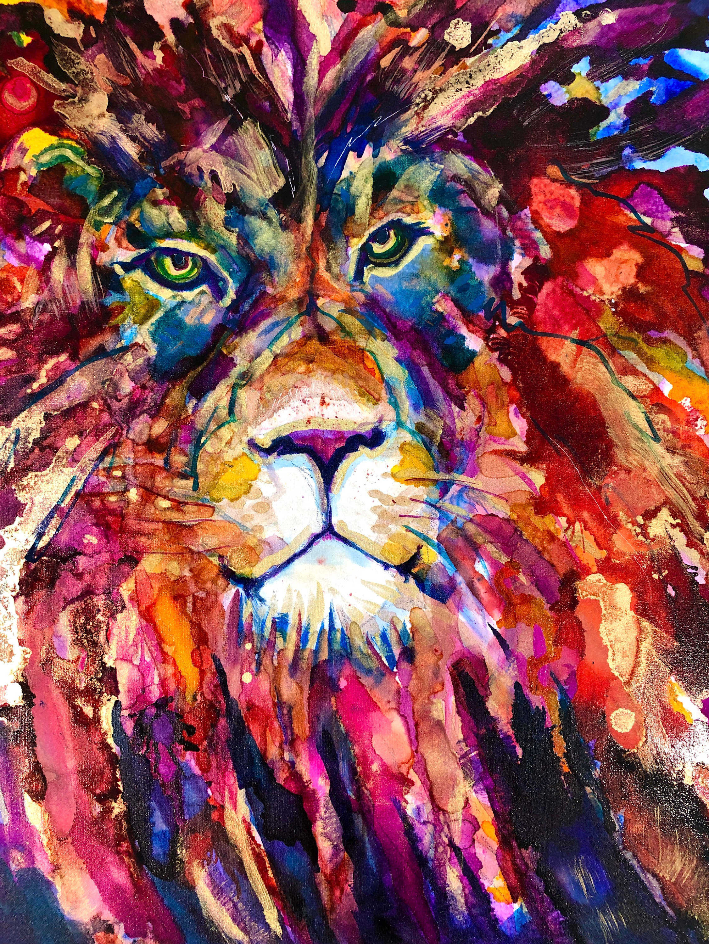Ready to roar 24 alcohol ink on canvas 20x16 zbshwl