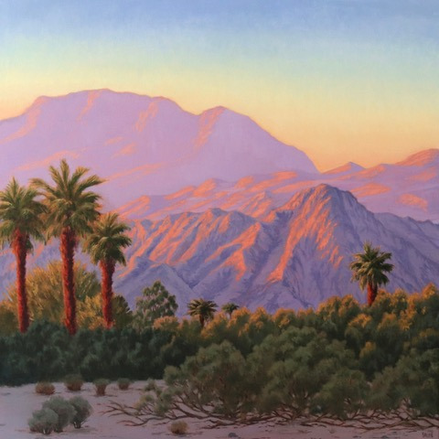 Sunrise palms and mountains jfwjbo