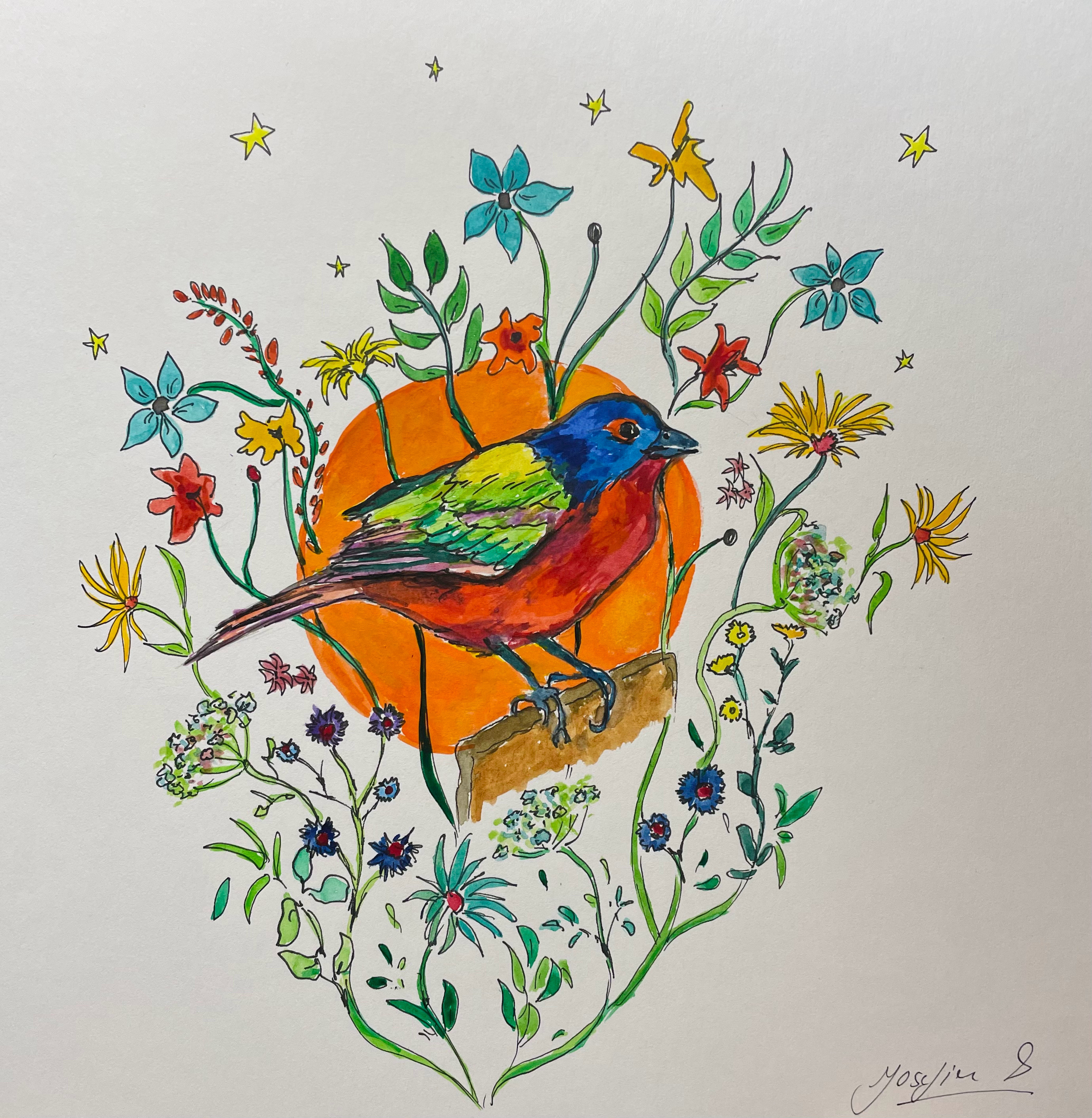 Bird bouquet painted bunting .heic q9zo9k