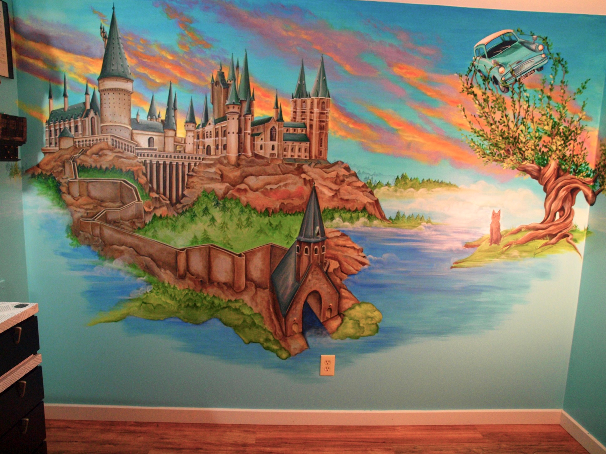 Hogwarts nursery mural commission ueada7