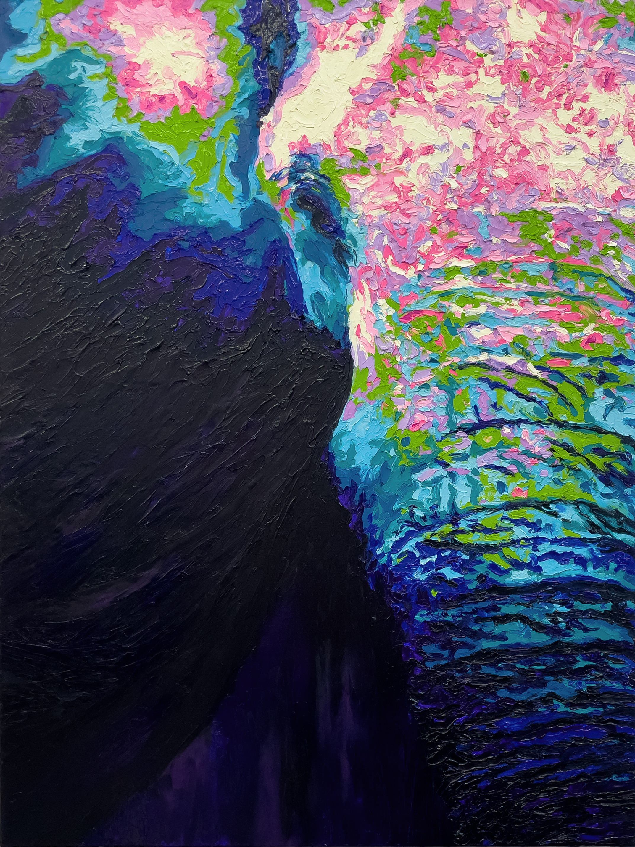 Kate wilson african elephant finger painted with oils on canvas 40x30inches 2022.1 qdfz5r