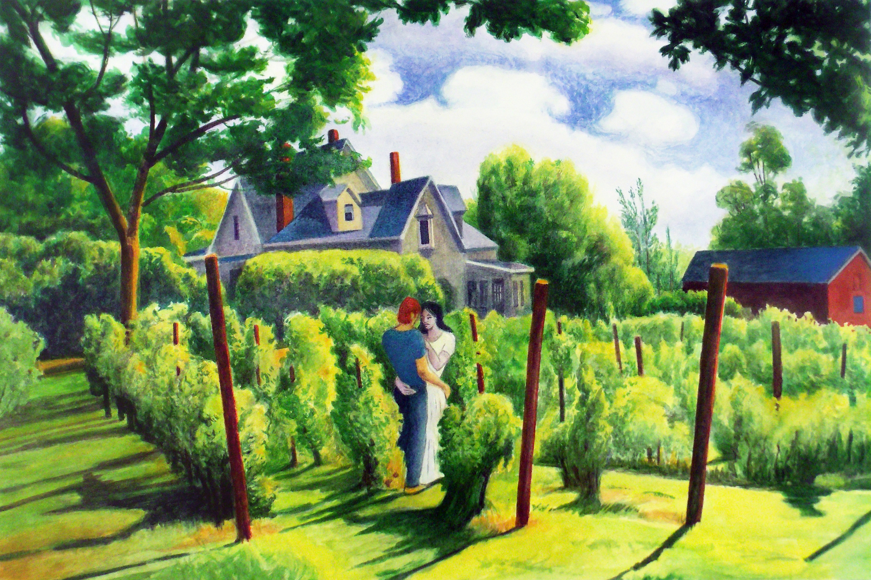 Lovers in the vineyard 15 x 22.75 1700 nvdmf8 jamonf