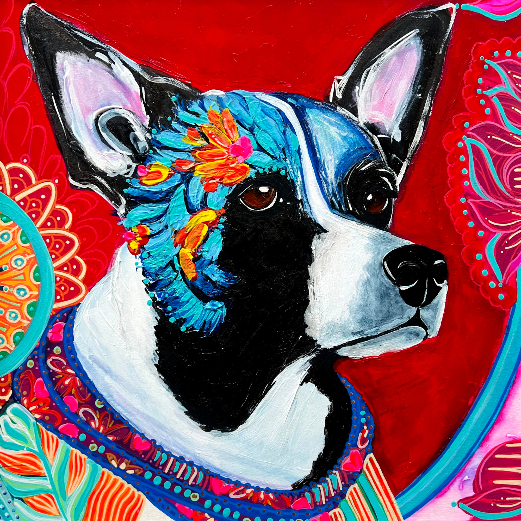 Bird dog acrylic on wood.2022 ebd48p