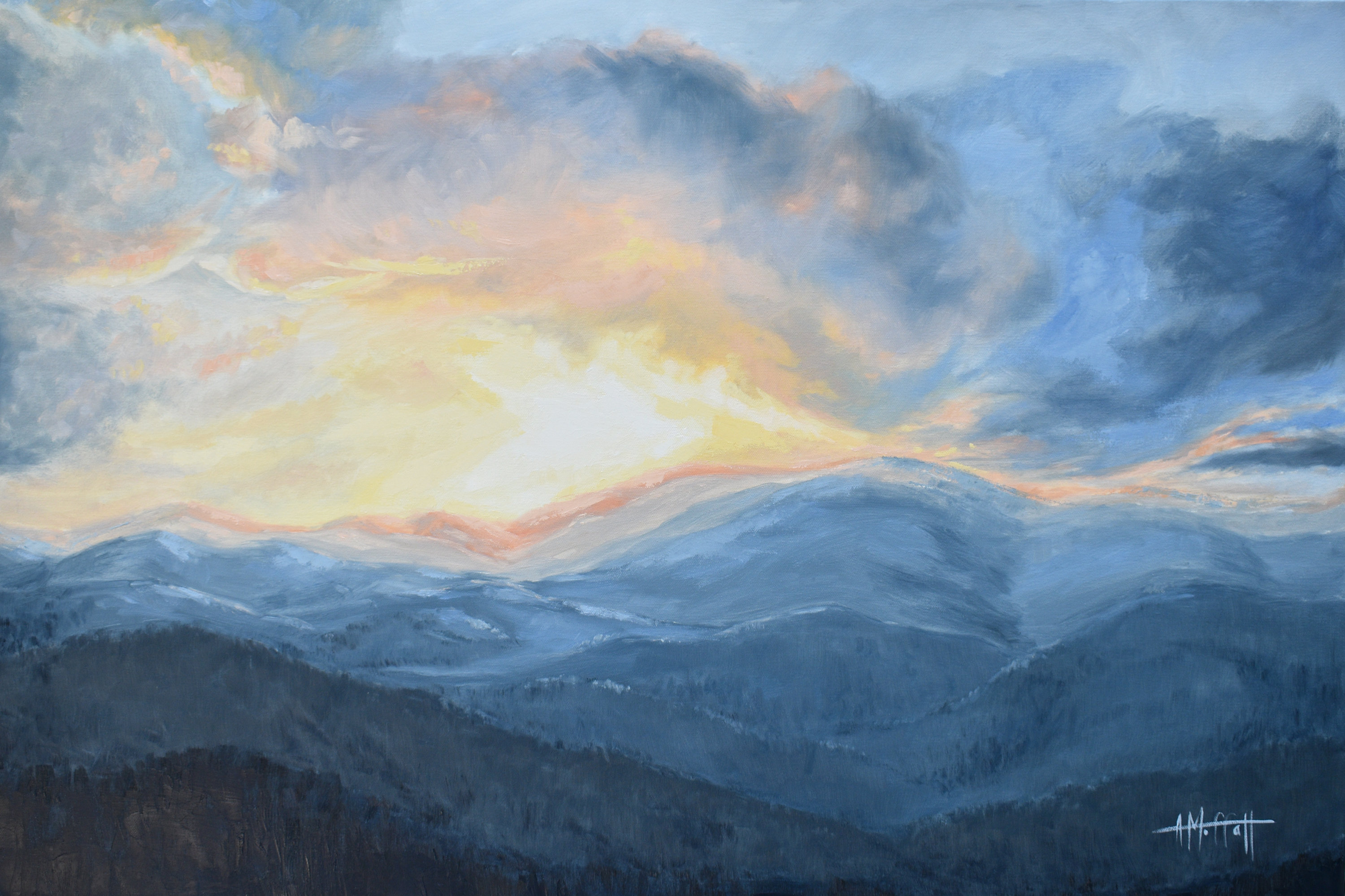 Sunset over blue ridge mountains light psv0dm