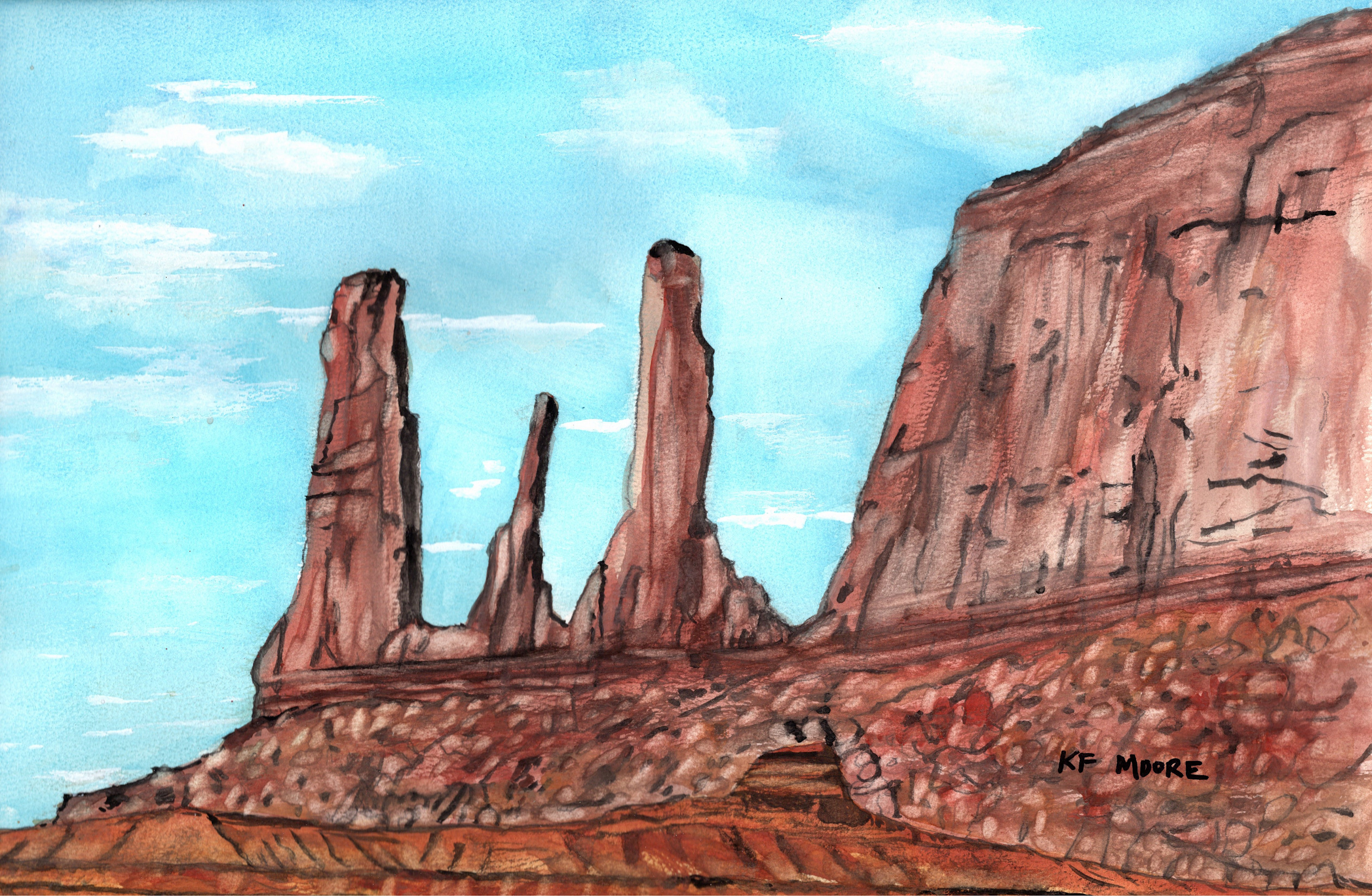 00090 the three sisters   monument valley r8jlg6