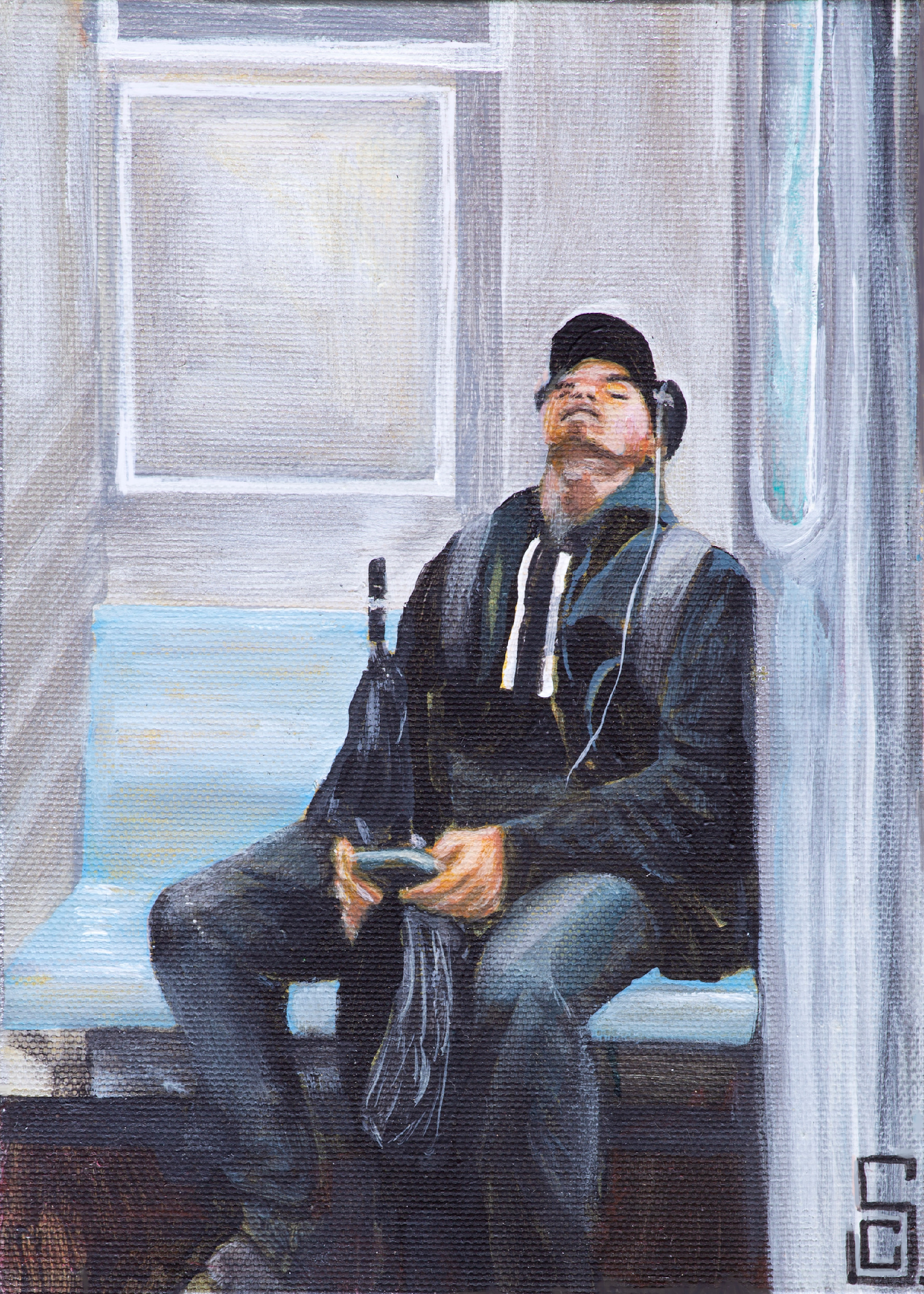 Asleep with headphones art dzanke