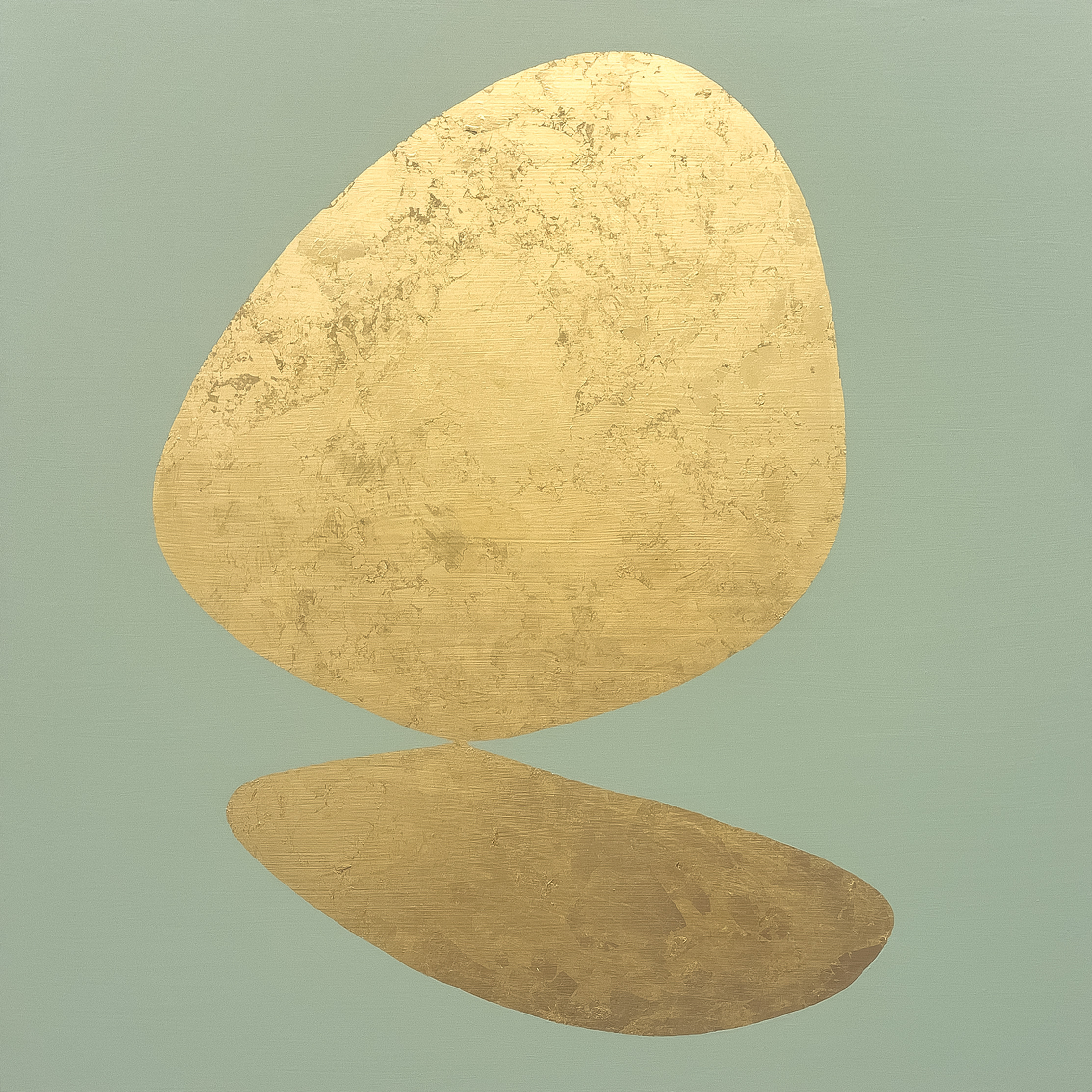 Kate wilson on the half shell gilded acrylic painting on panel 18x218 inches 2023 crop l0hb9v