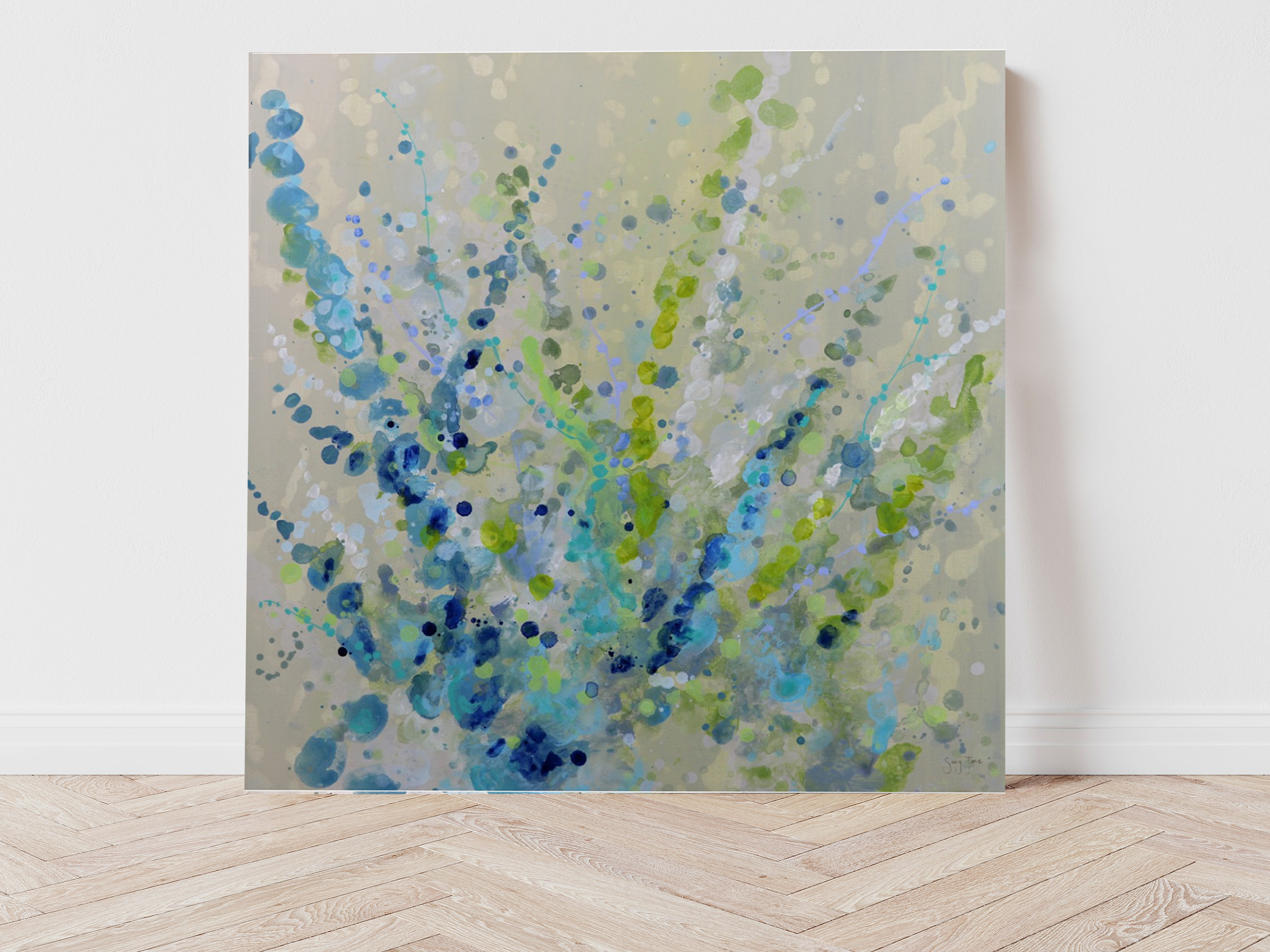Turqoise bloom ii original unframed dk4qn0
