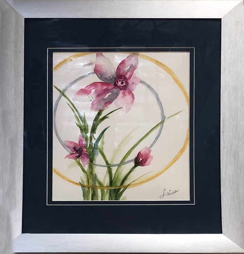 Spring reflections flowers in circles 12x16 fram frame 95 ll 0567 o ihi622