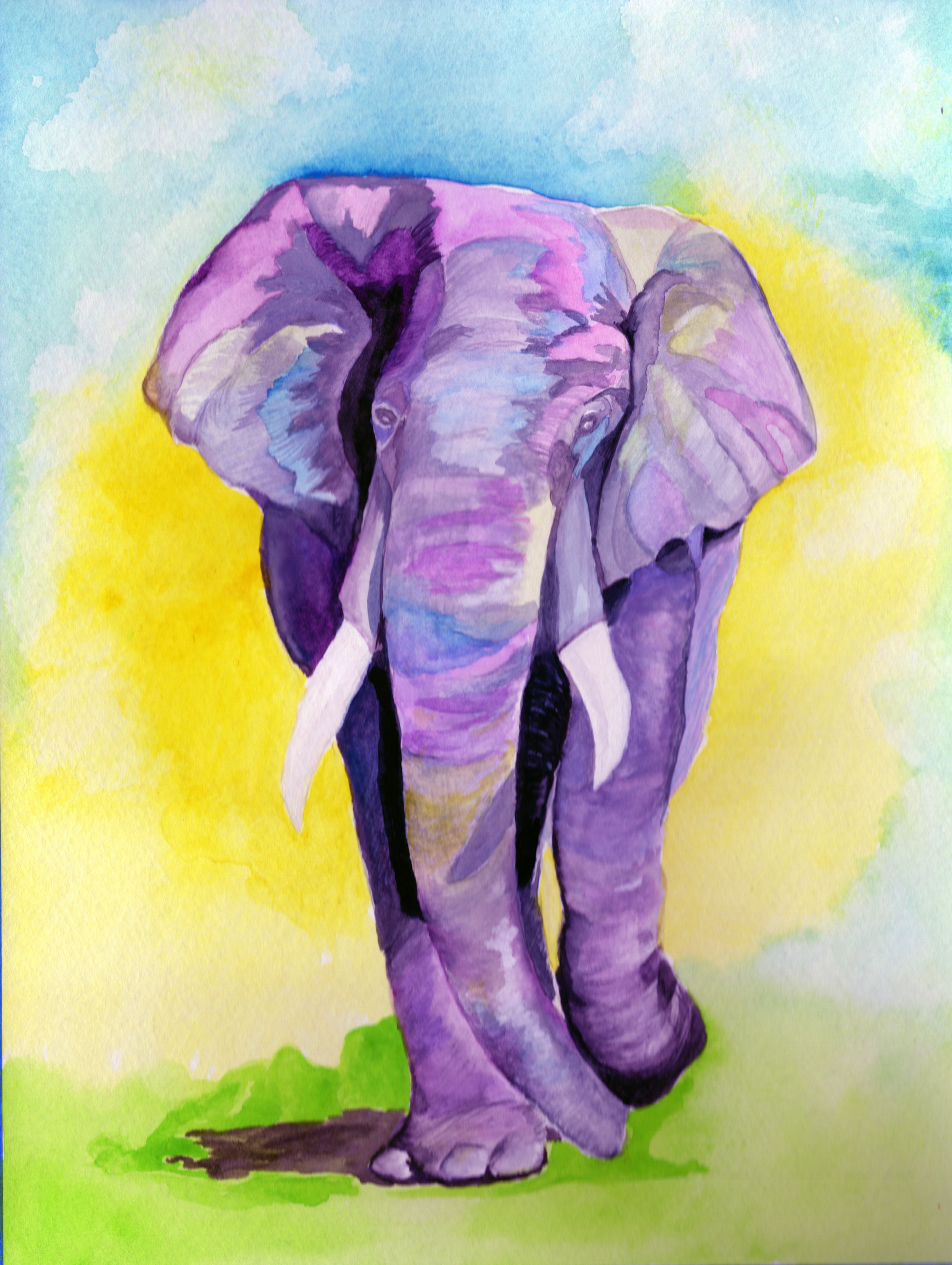 Elephant ashley watercolor original 8 x 10 f83gha