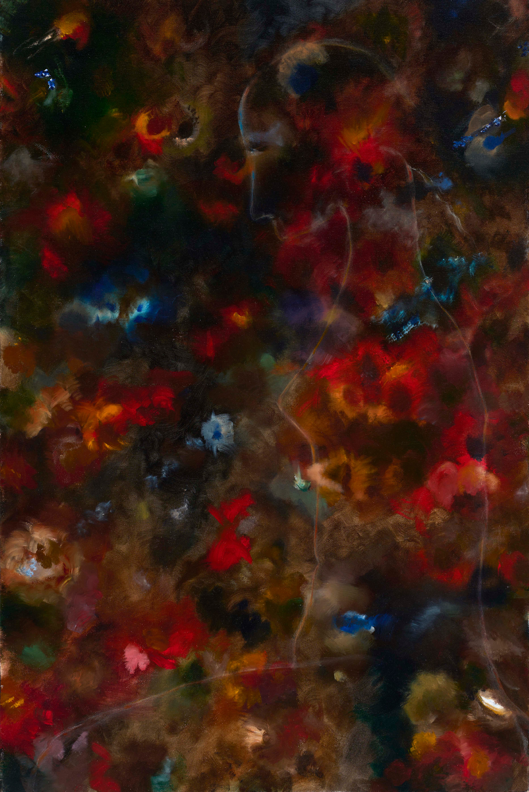 Lady in the flowers 24x36 original ya1dp4