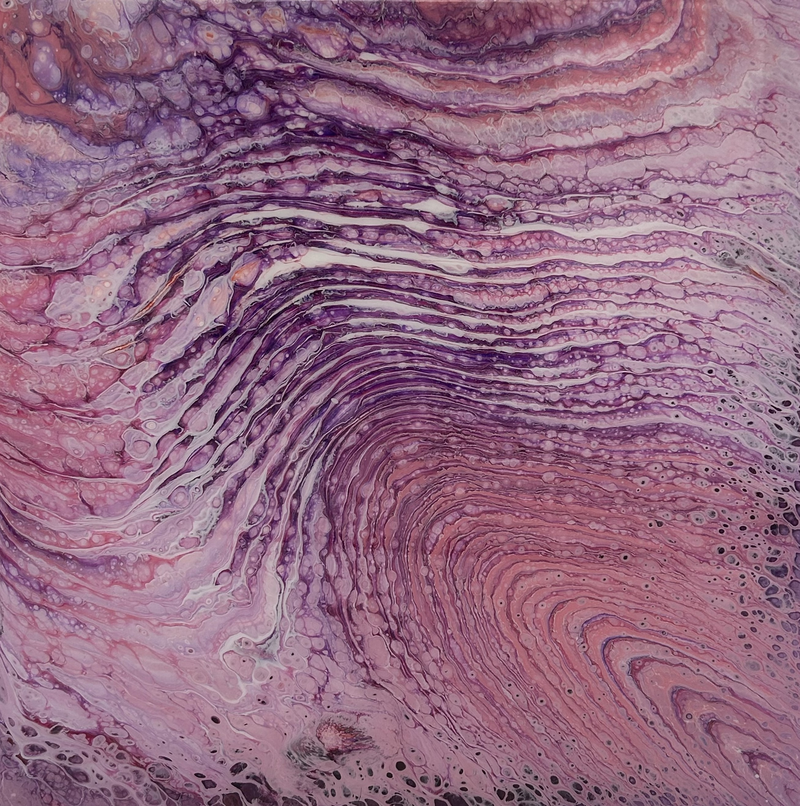 Pink fingerprint 12x12 cradled wood panel 140 ypdky1