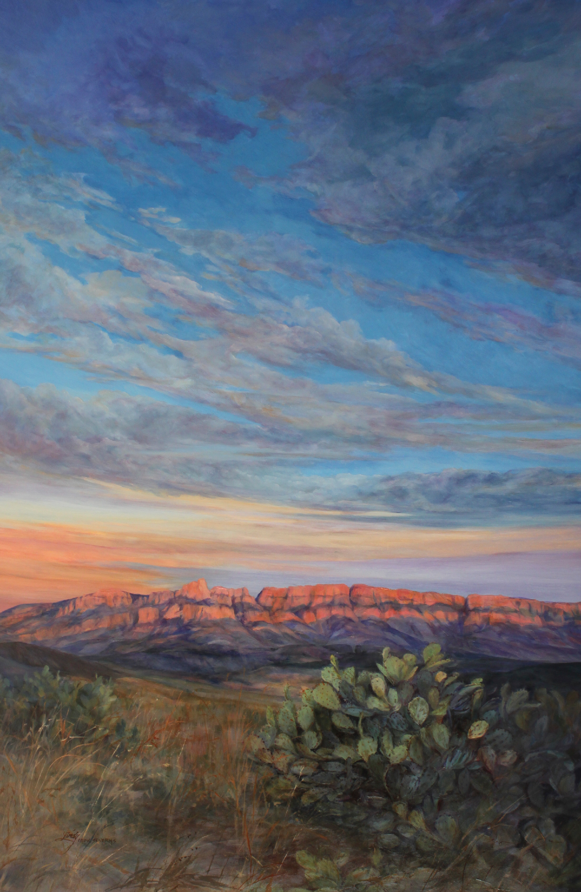 26k17 sierra del carmen in the arms of the setting sun 36x24 oil lindy c severns bay mzrlog