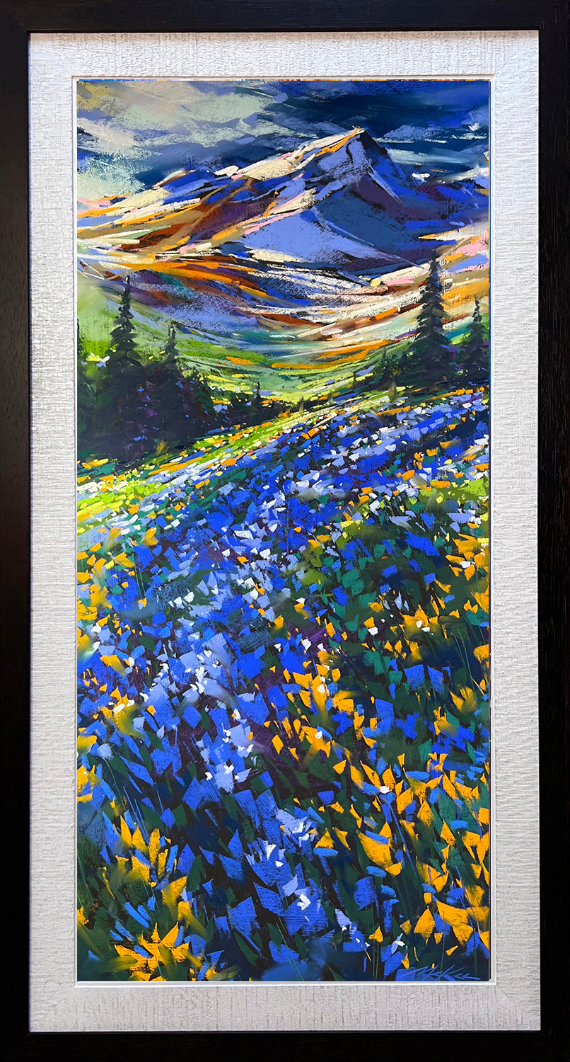 Mountain meadow in blue framed dchtez
