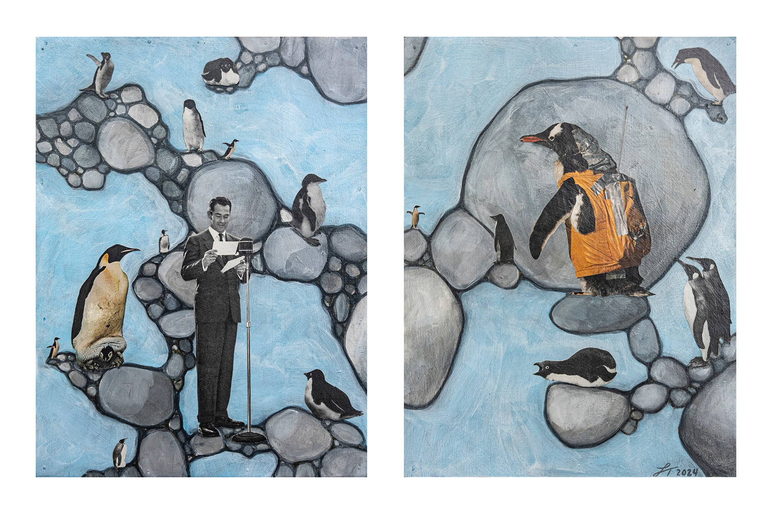 Thompson theinterview diptych  19x12 mixedmediacollage 2024 sm xai3xd