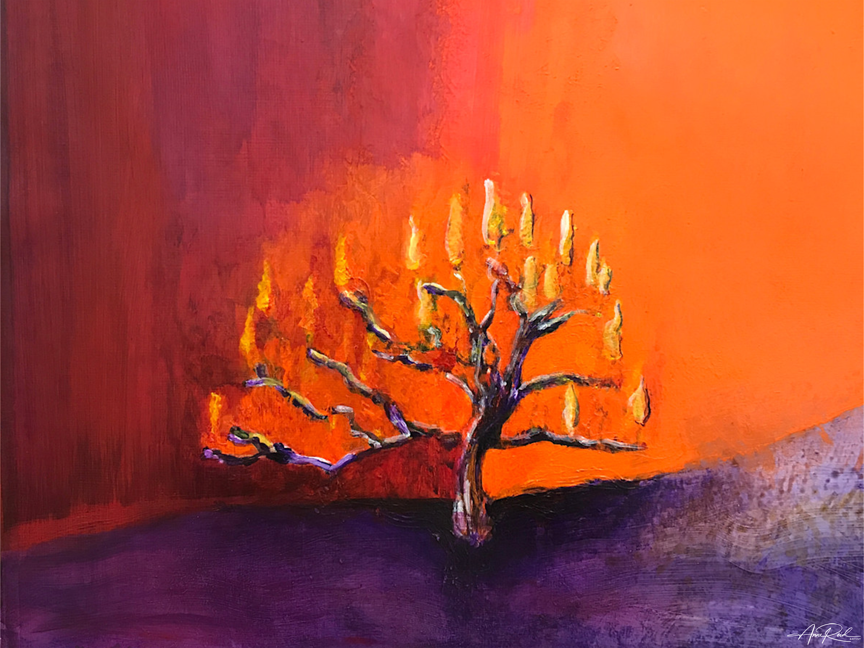 Burning Bush 2 by Anne Reid Artist, Israel-themed prophetic art print