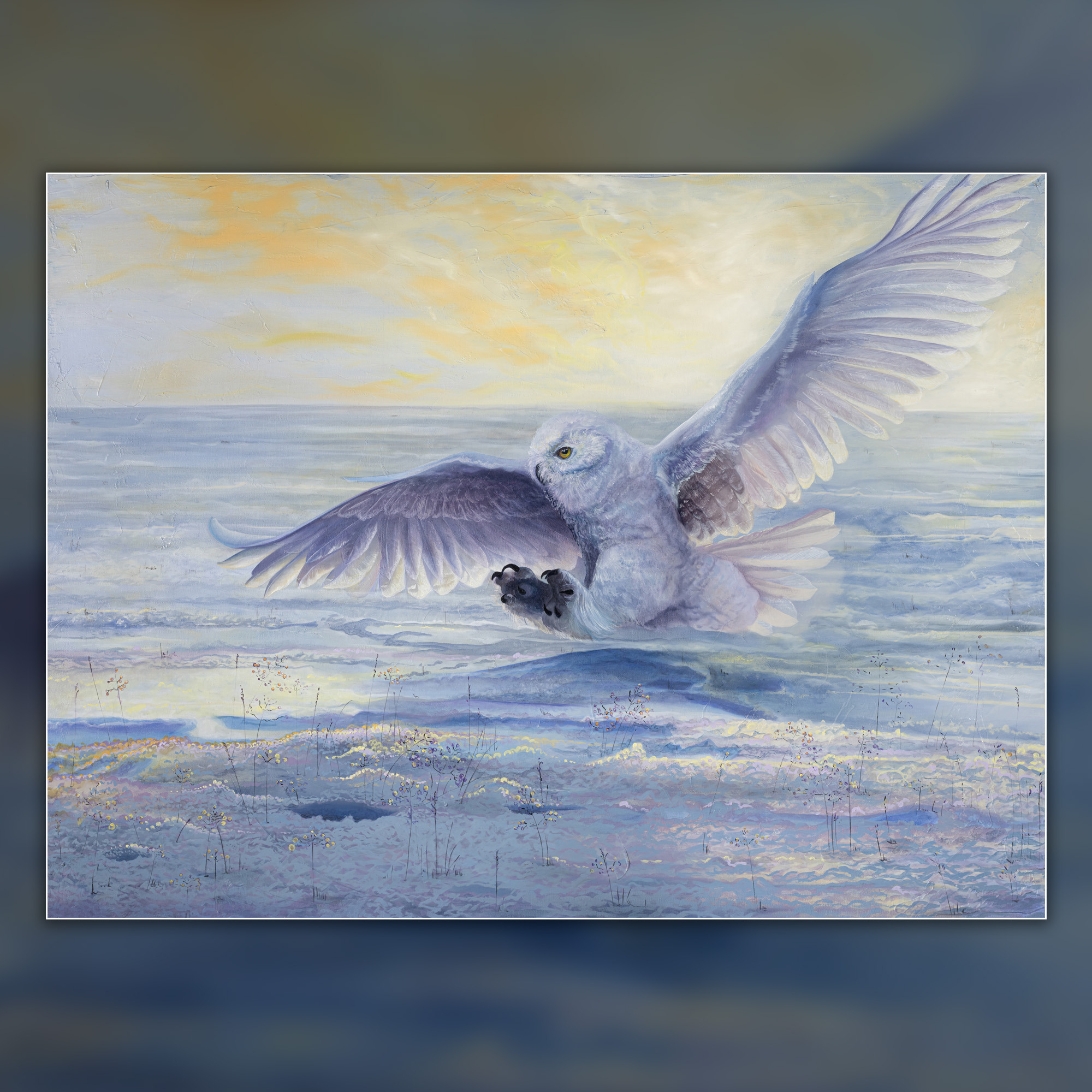 Snow owl original painting aaq3al