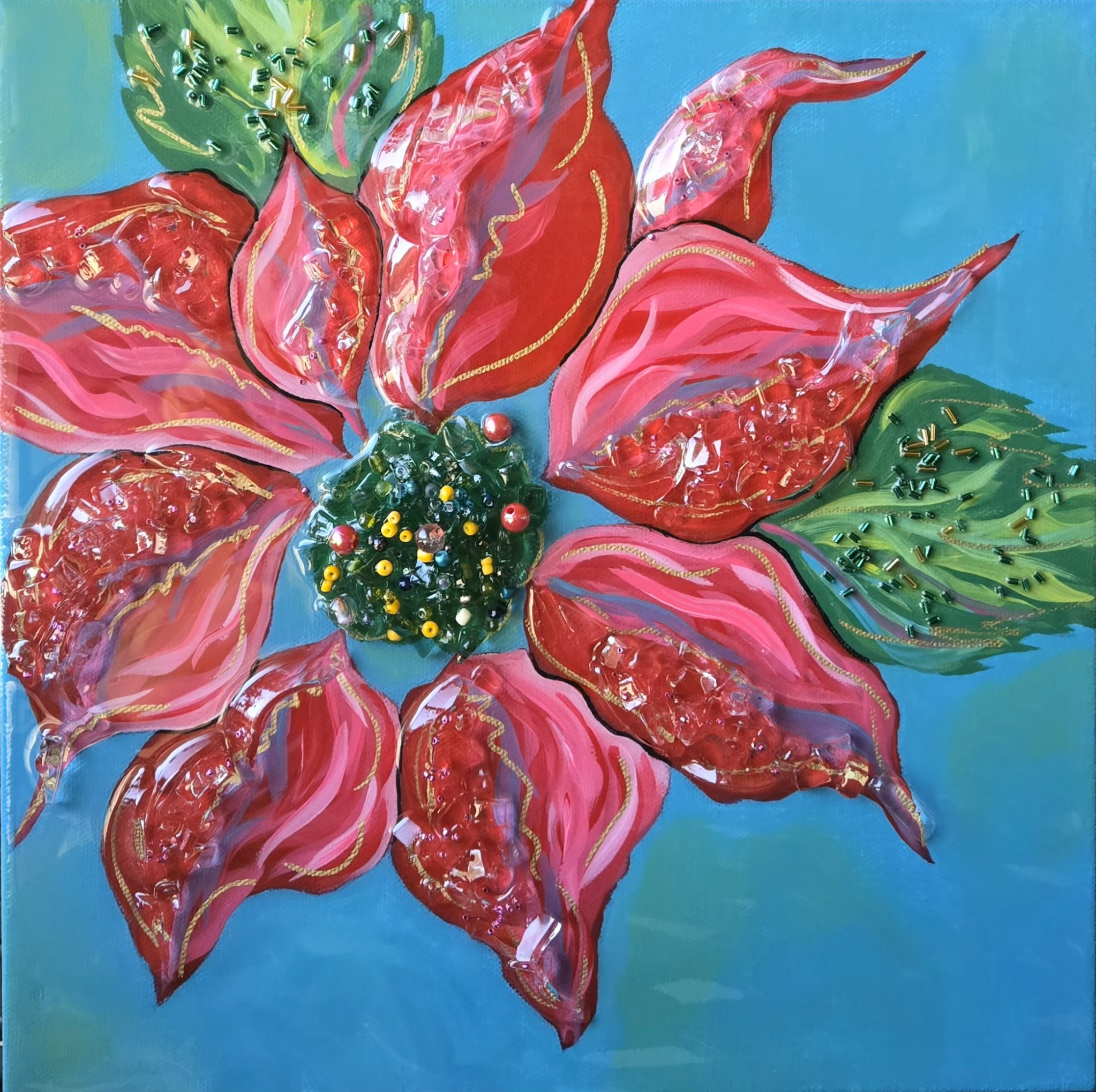 Turqoise and pink poinsettia lqjfuy