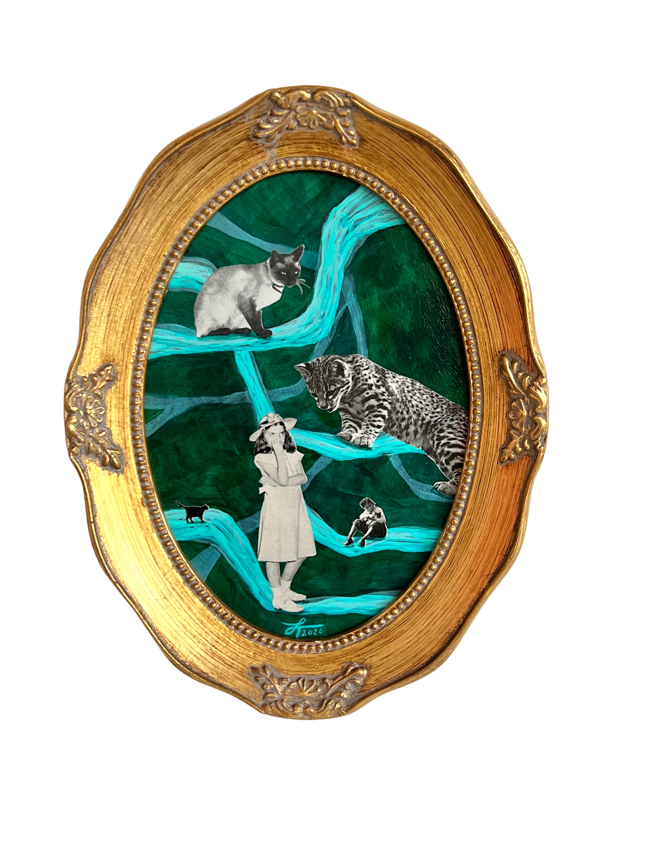 Cattitude 6.5x8.5 mixedmediacollage framed 2026 z0rvqo