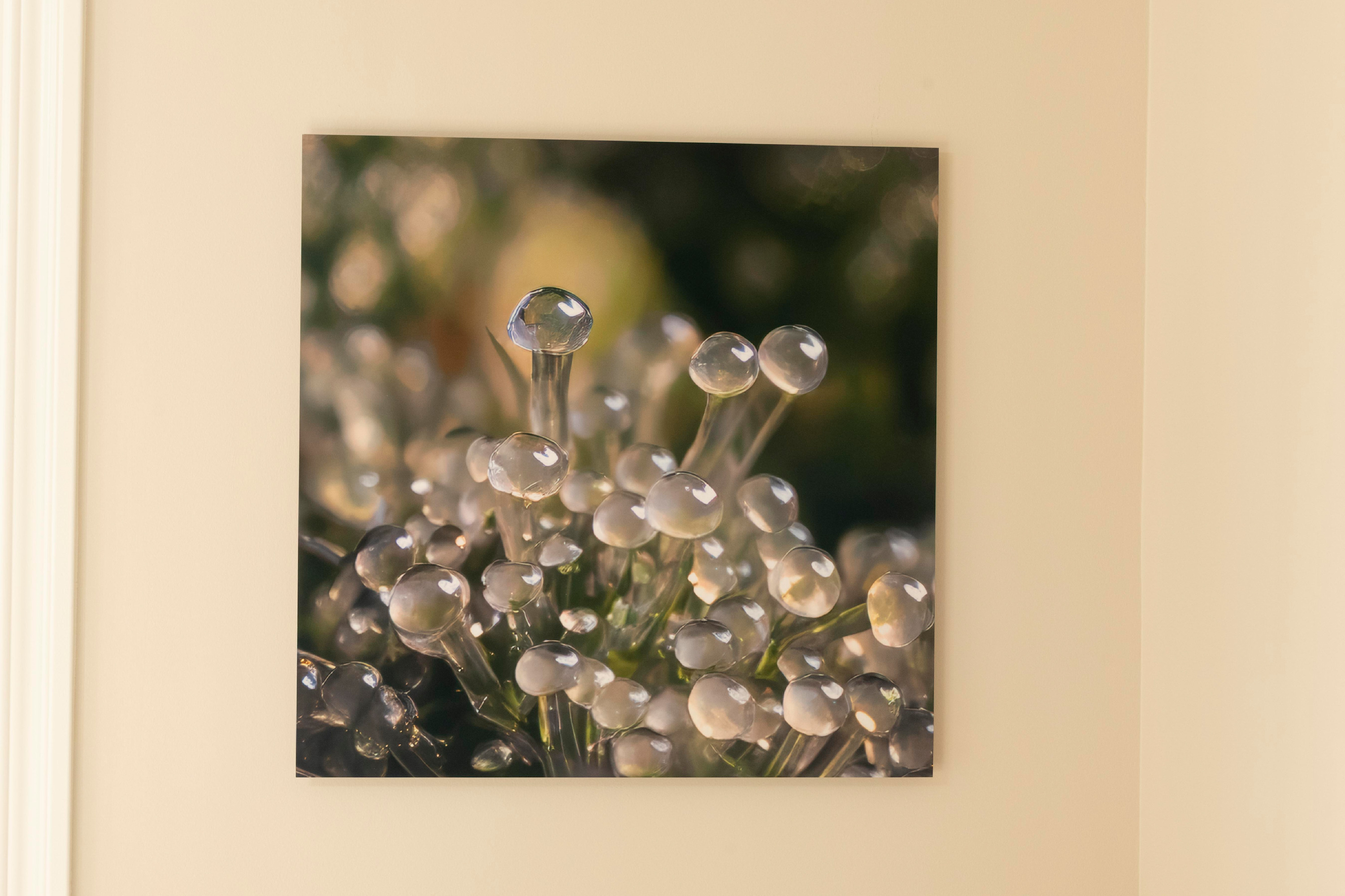 Satin metal print on wall