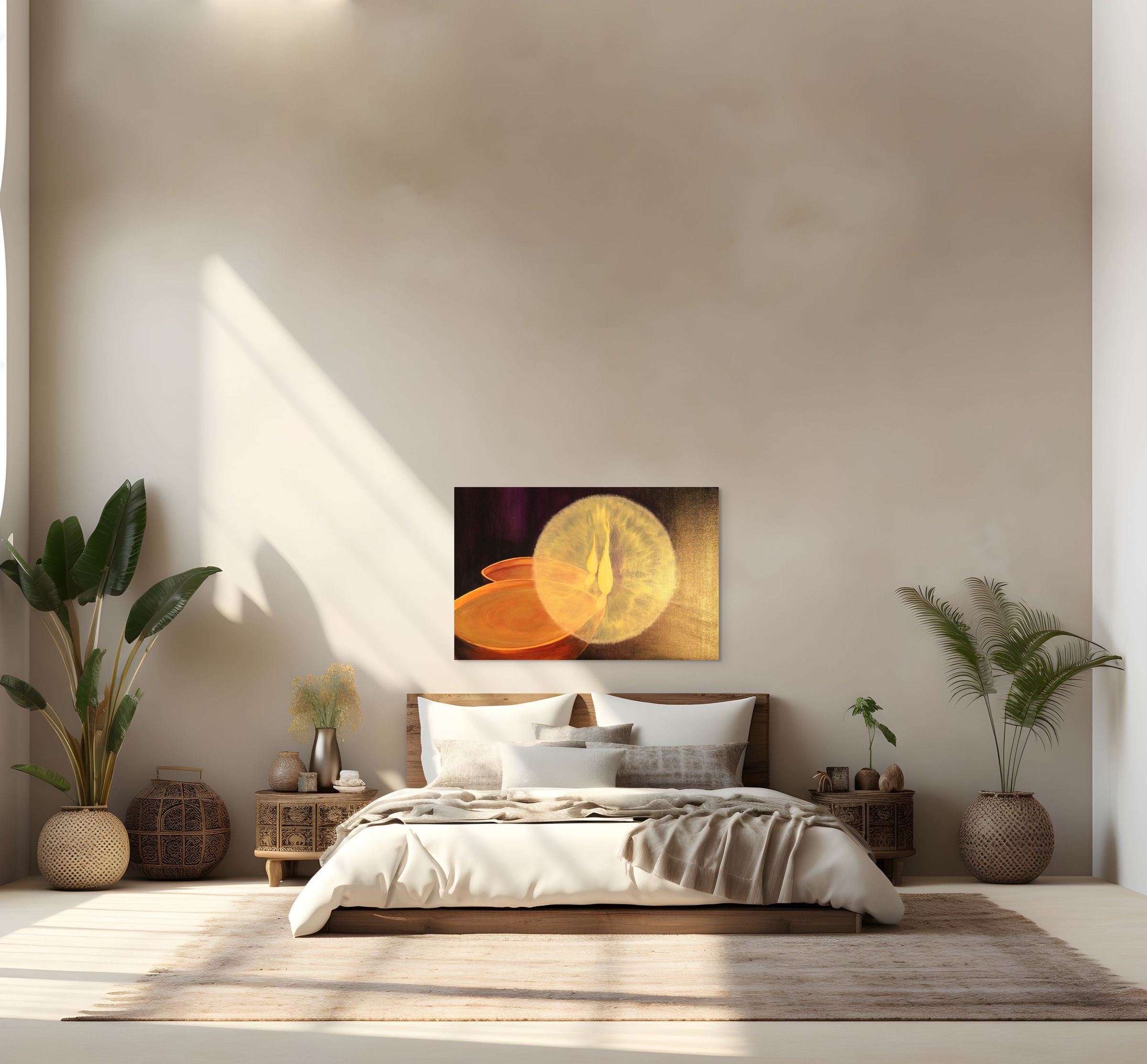 Oil Lamps open-edition fine art print shown in a calm light-filled interior setting