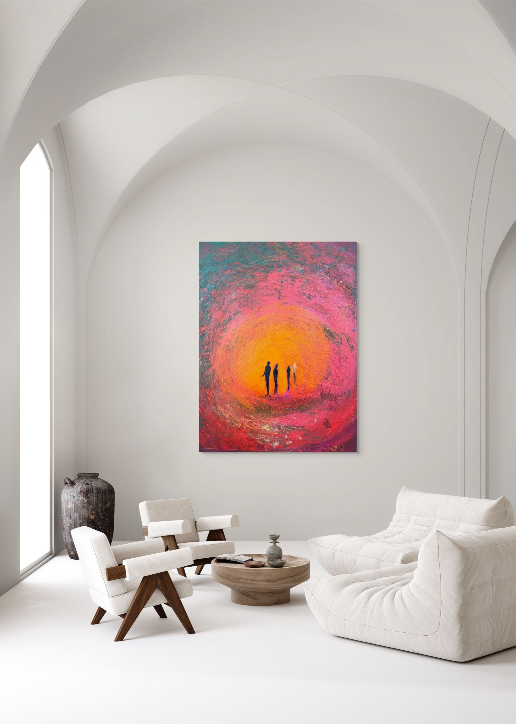 Fourth Man fine art print displayed in a minimalist arched architectural interior