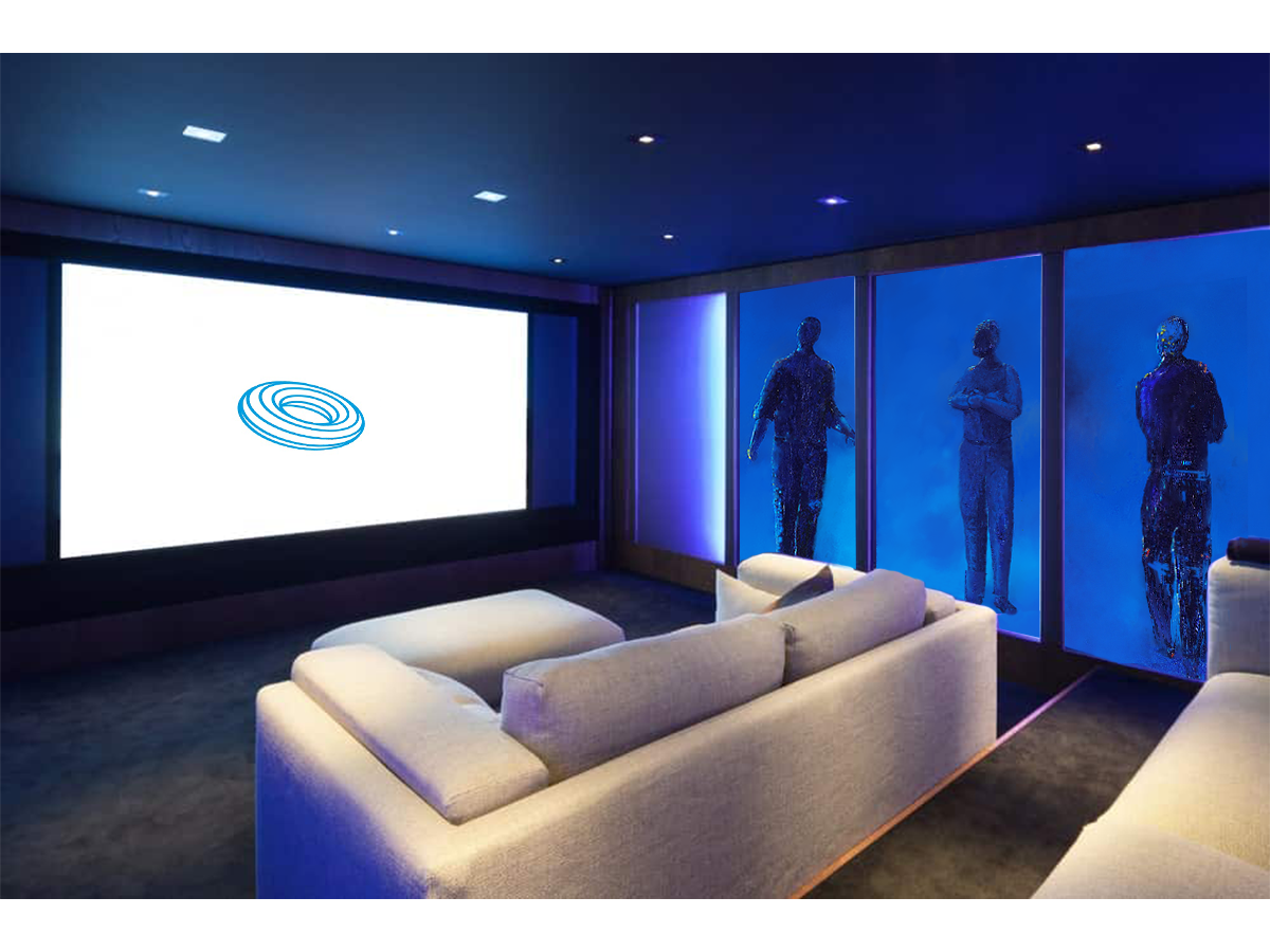 Blue Men, compilation by Anne Reid Artist shown in a listening-room setting.