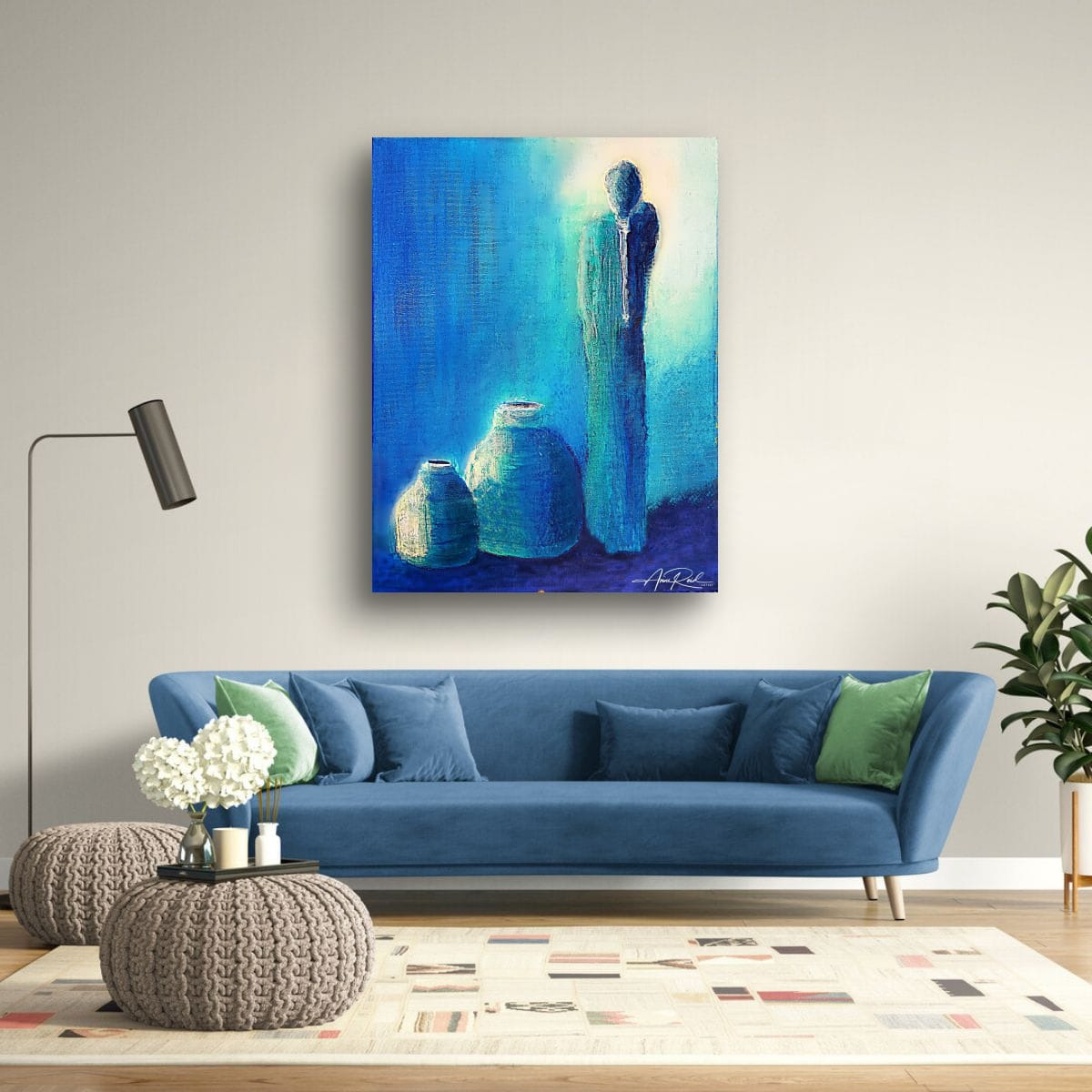 Vessels 2 fine art print by Anne Reid Artist shown in a contemporary living room setting