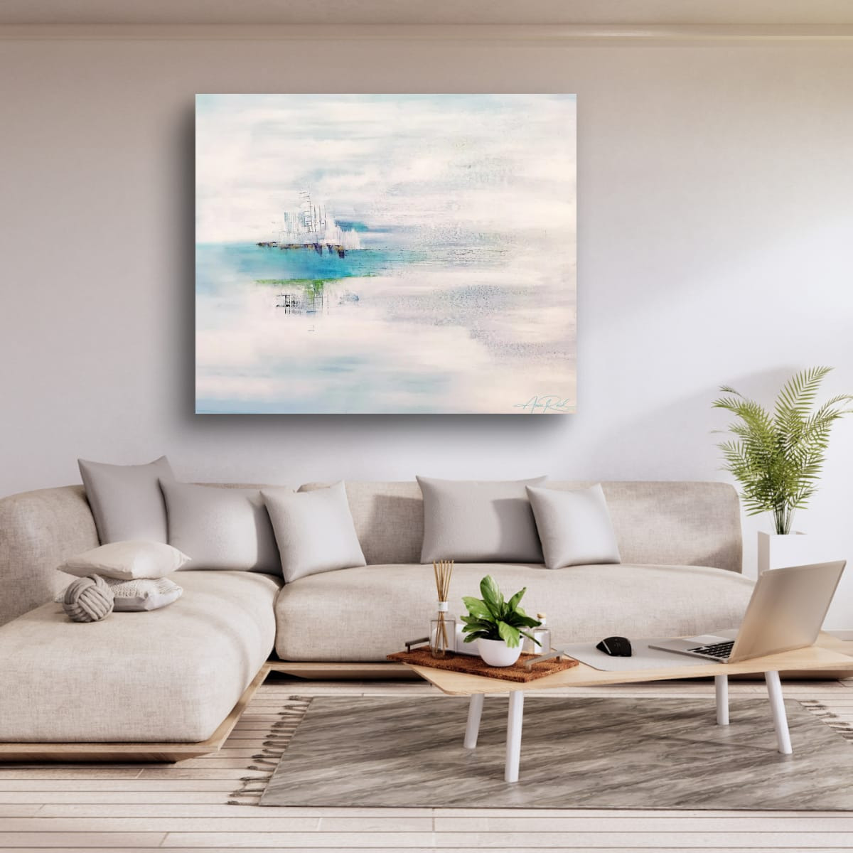 On Earth as It Is in Heaven 4, print shown in a living room setting.