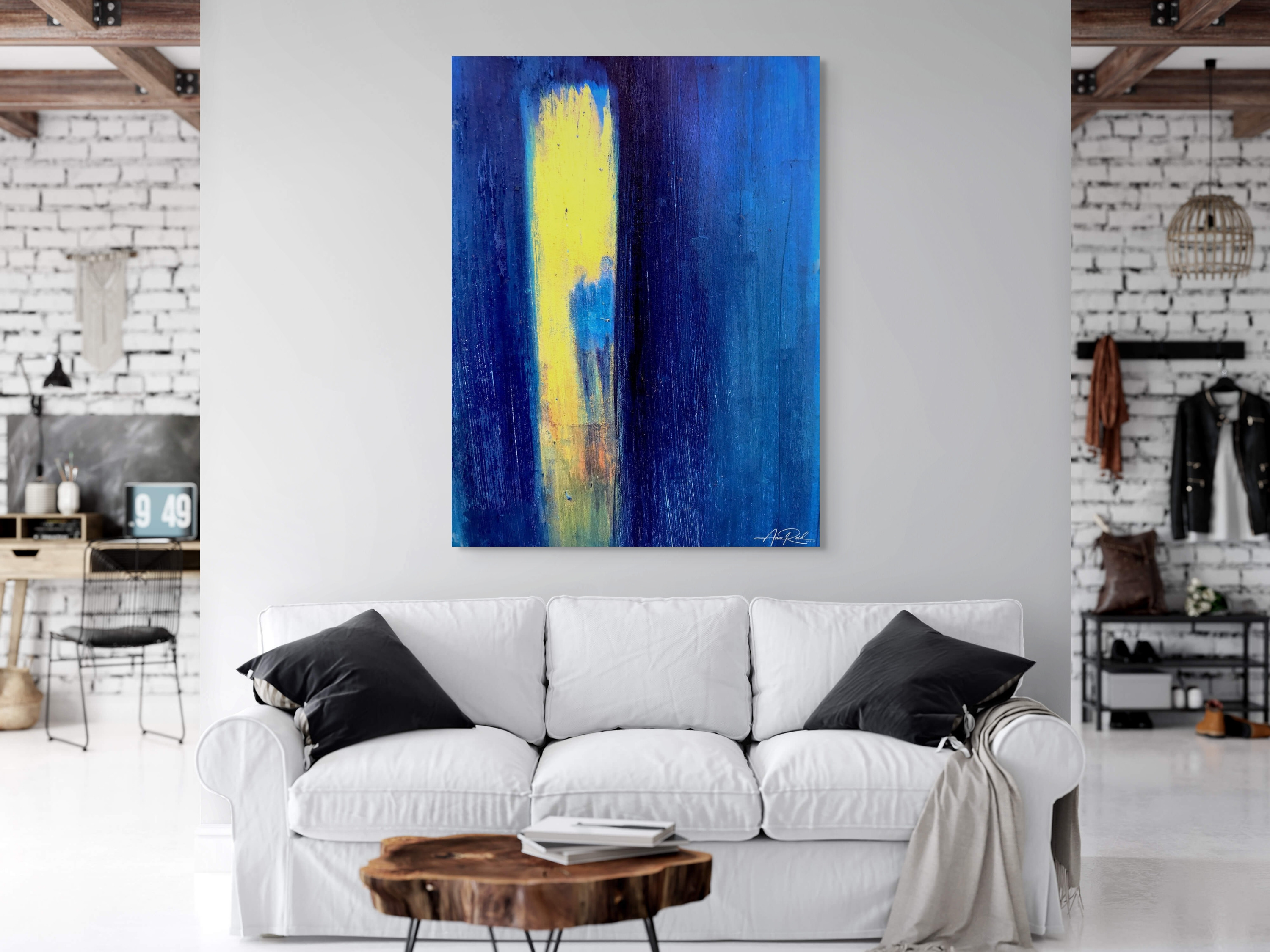 Golden Opportunity, print shown in a living room setting.