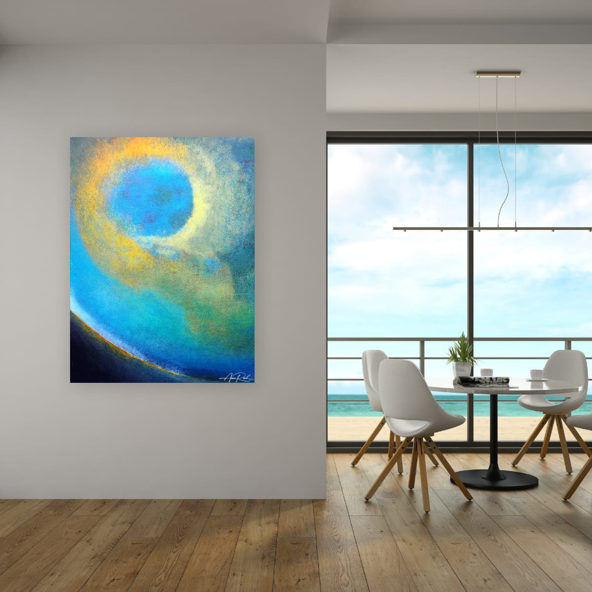 Glory Storm 3 abstract artwork shown in a dining suite setting